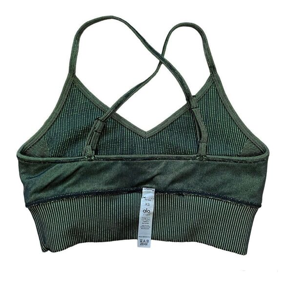 Alo Yoga Seamless Illusion Bralette COLOR SHIFT Anthracite/Highlighter Sz XS - Picture 9 of 12